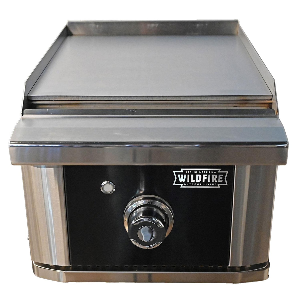 Wildfire Ranch Pro 15" Black Stainless Steel Side Griddle | LED Lit Knob