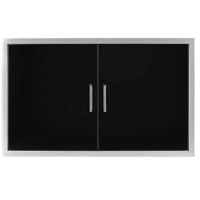 Wildfire 38 x 21" Black Stainless Steel Double Access Doors | Store your outdoor tools and your propane tank while concealing your electrical or plumbing.