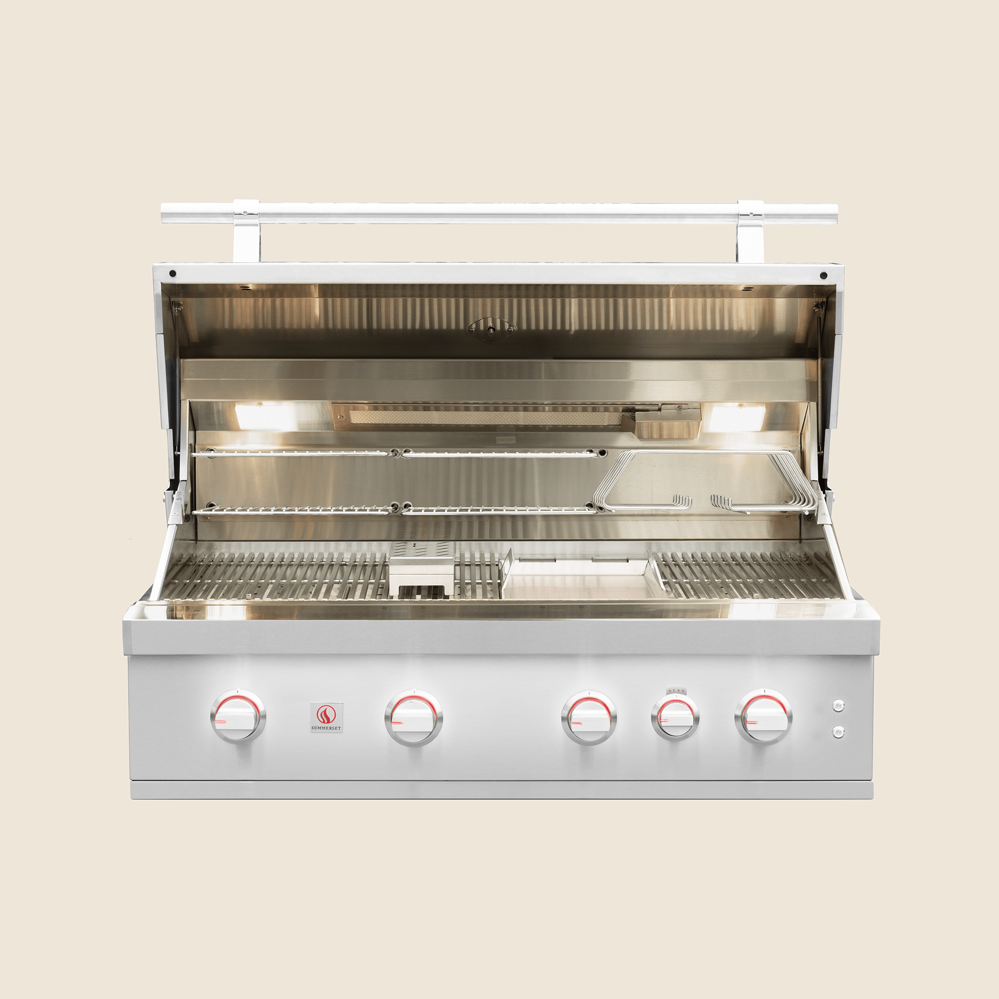 Summerset Quest 42" Built-In Gas Grill | 18,000 BTU Stainless Steel U-Tube Burners and a 13,000 BTU Angled Infrared Back Burner