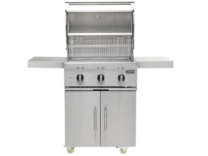Coyote 32" SL Series Grill with Cart | Color-shifting LED knobs indicate temperature changes from low to high