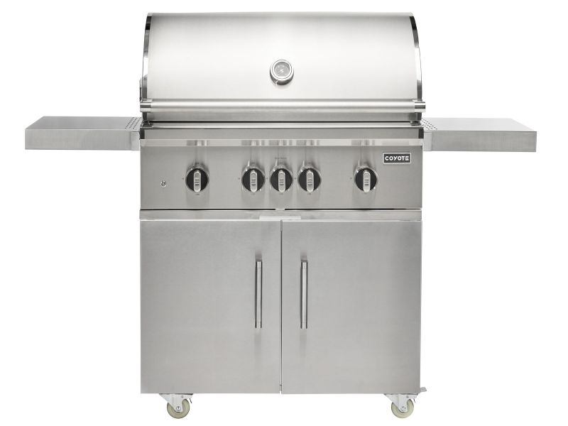 Coyote 36" SL Series Grill with Cart | Throw light beams the Coyote logo onto the ground for a premium touch