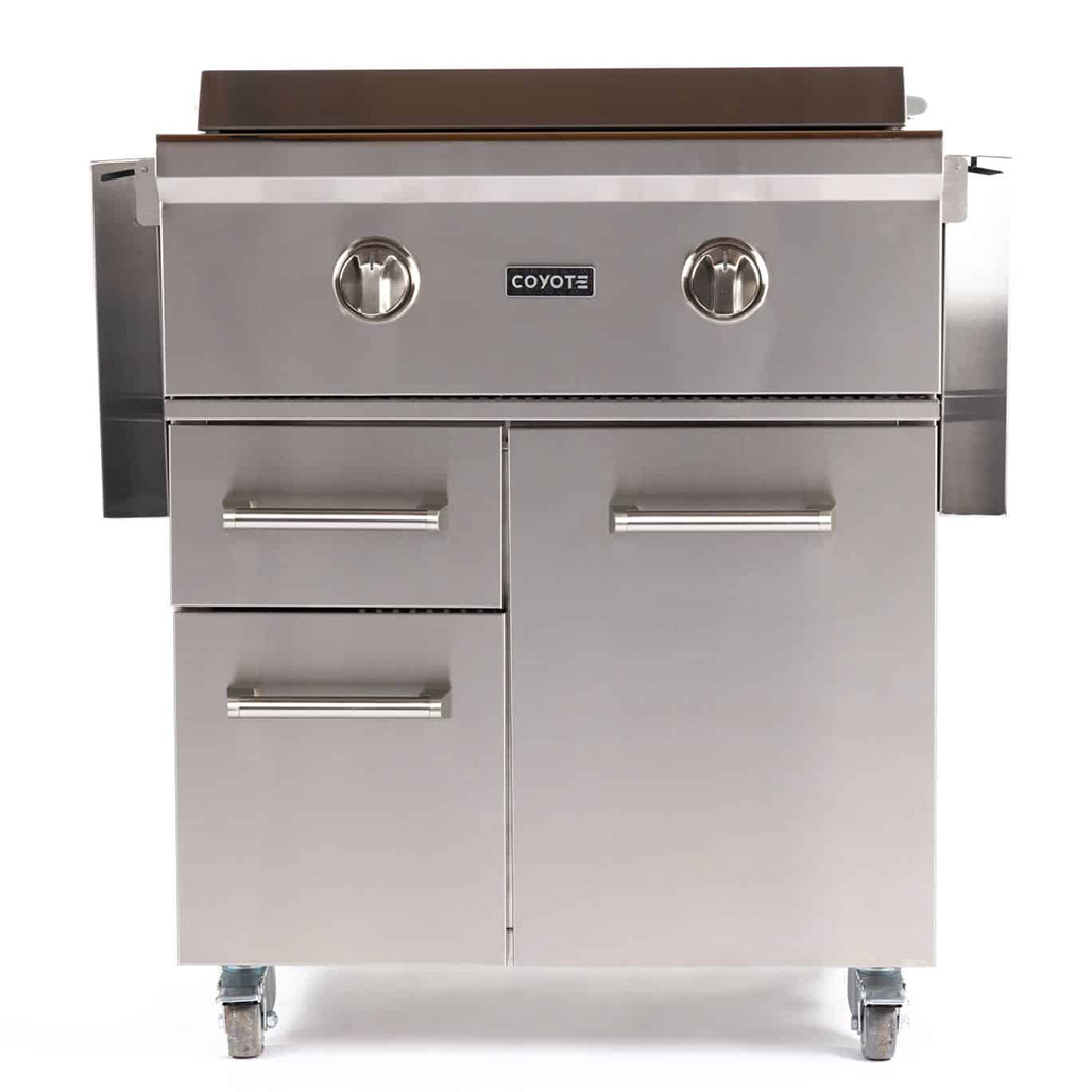 Coyote Outdoor Built-In 30" Flat Top Gas Grill on Cart | Cover included