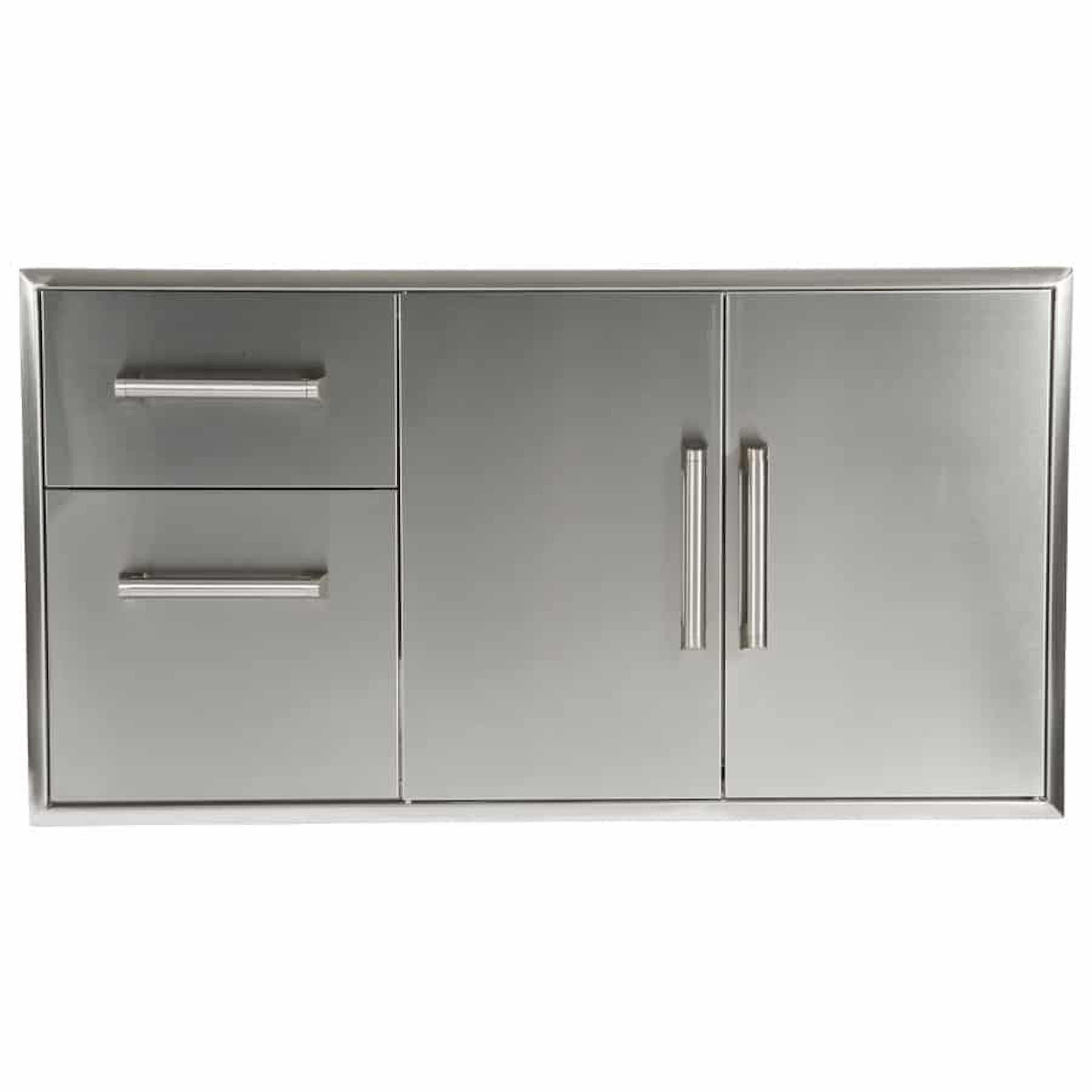 Coyote Outdoor Living Two Drawer Cabinet & Double Access Doors Storage Combo | Stainless Steel Finish