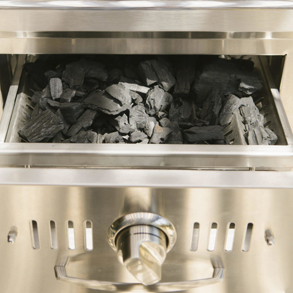 Coyote Outdoor 36" Built-In Charcoal Grill | For use with charcoal or wood chips