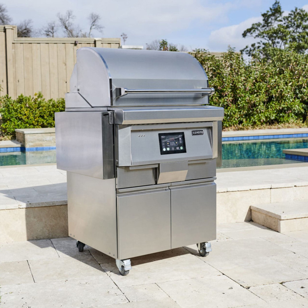 Coyote Outdoor Living 28" Pellet Grill on Cart | Double-walled canopy with gasket