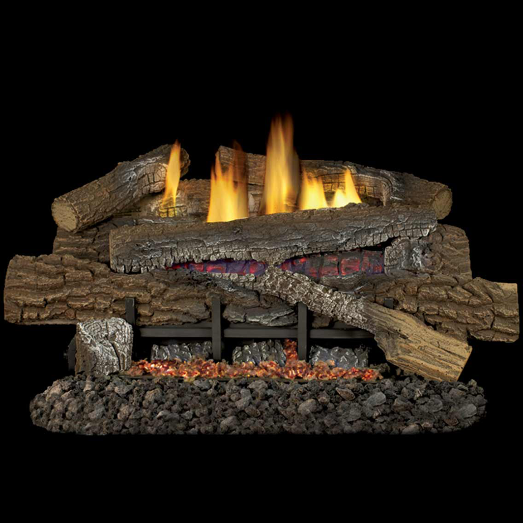 Superior 30" Glow Ramp Boulder Mountain Vent-Free Log and Burner | Variable control model includes ProFlame remote control