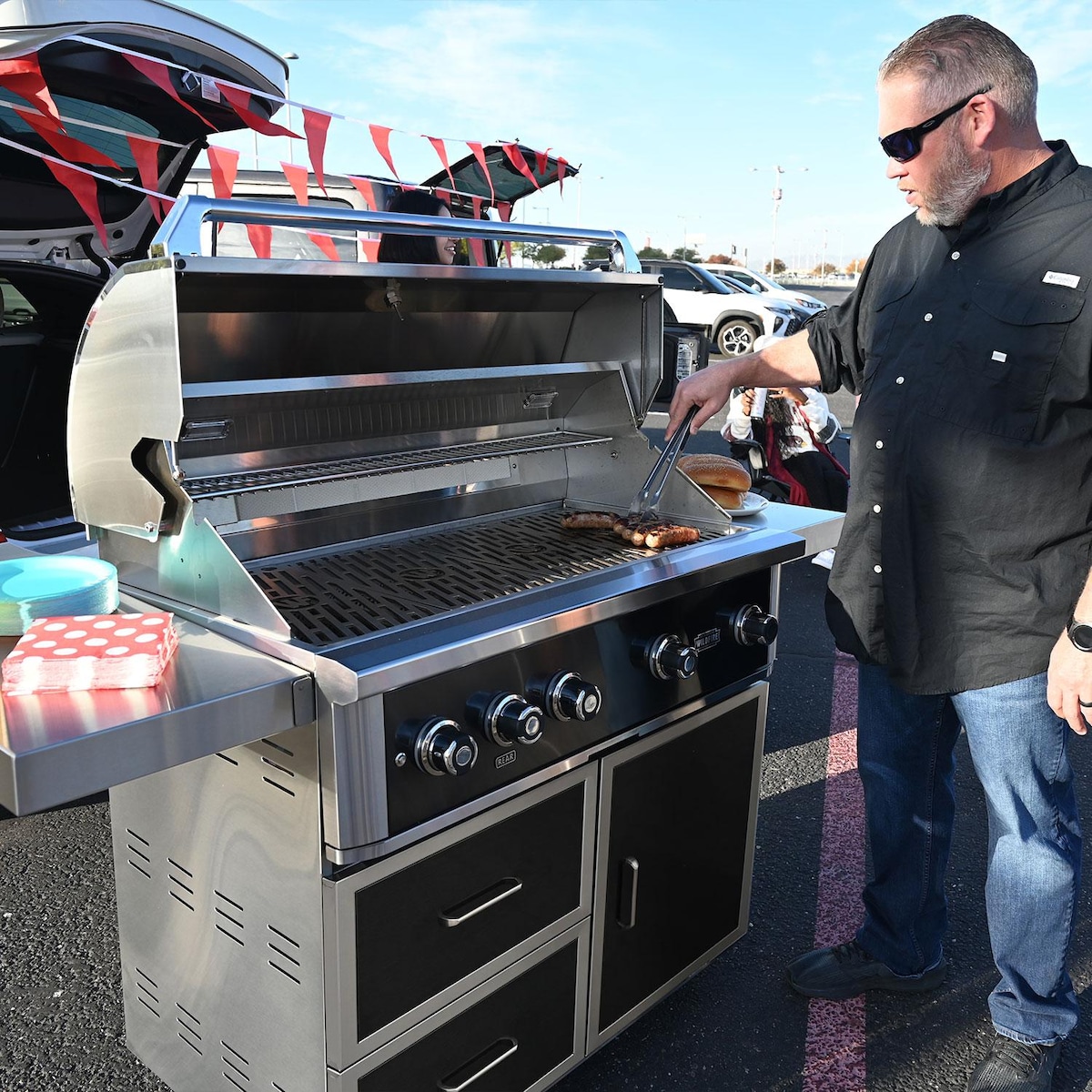 Wildfire Ranch Pro 42" Freestanding Black Stainless Steel Gas Grill | Grill carts are easily reposition grilling station to any location