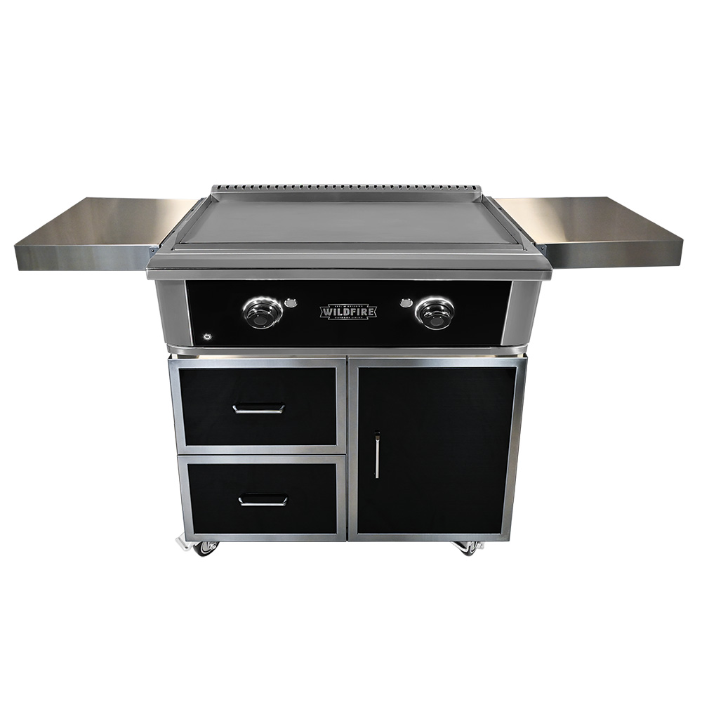 Wildfire Ranch Pro 30" Freestanding Black Stainless Steel Gas Griddle | 304 Black Stainless Steel Door and Drawers