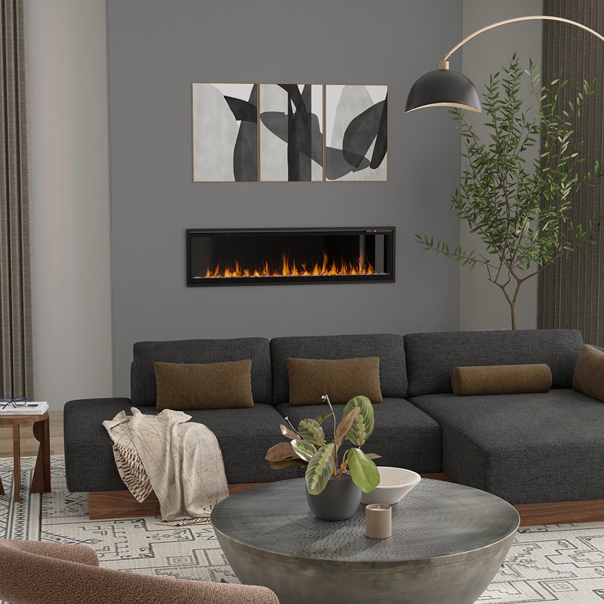 Dimplex 60" Vital Essense Linear Fireplace | Endless personalization of the flame speed, color and ember bed to make this fireplace unique to you.
