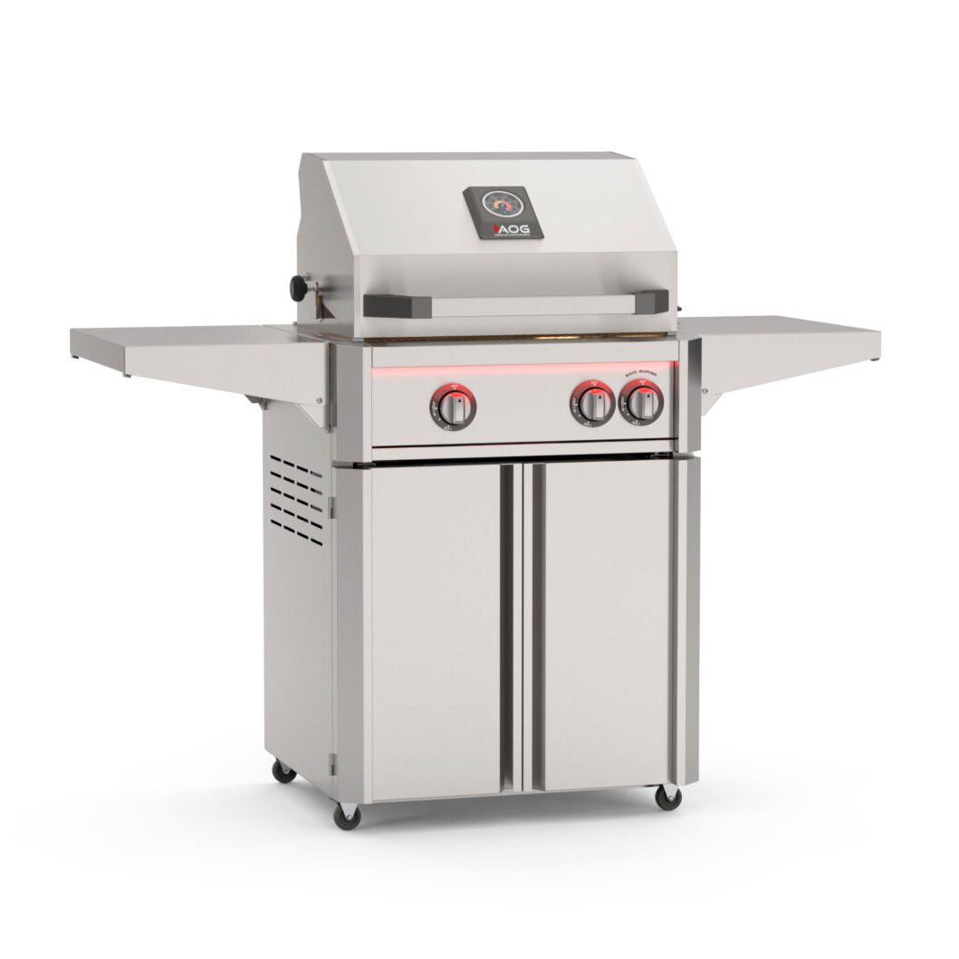 American Outdoor Grill 24" L Series Freestanding Gas Grill with Lights | Diamond Sear 304 Stainless Steel Cooking Grids for precise grilling