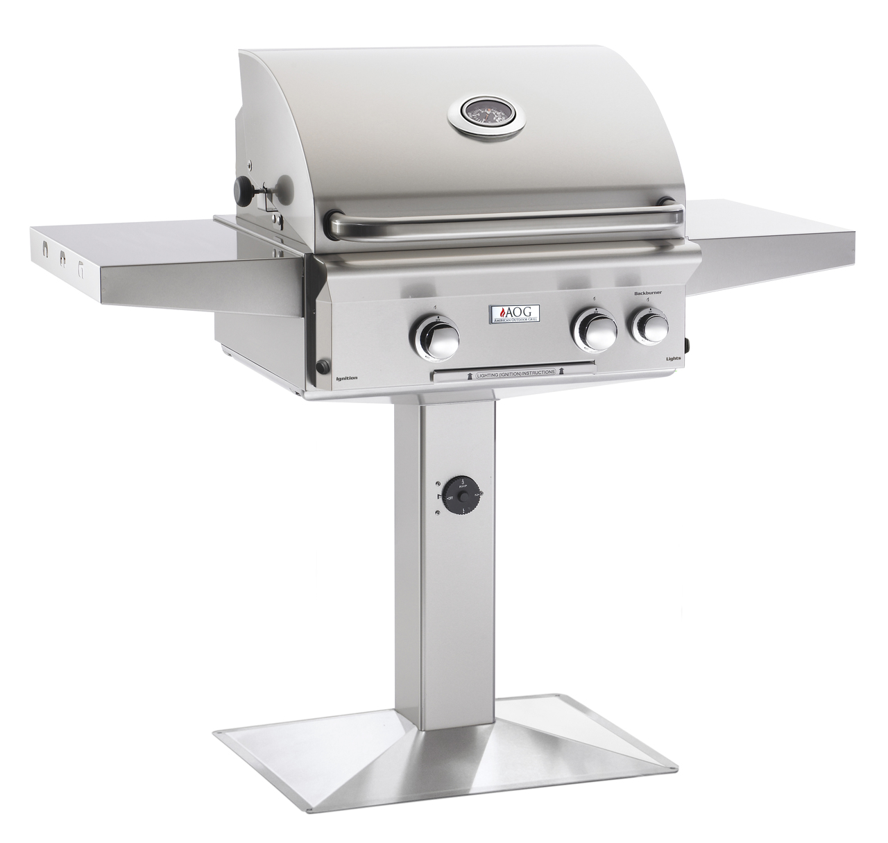 American Outdoor Grill 24" L- Series Patio Post Gas Grill | Button-activated interior halogen lighting is perfect for night grilling