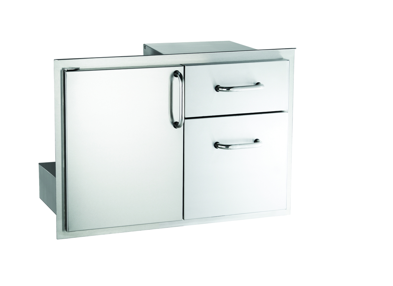 American Outdoor Grill Premium Single Door With Double Drawer | Stylish stainless steel tubular handle matches AOG grills