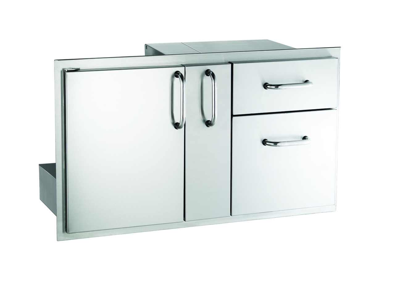 American Outdoor Grill Premium Single Door, Double Drawer With Plater Storage | Double drawer expands your storage possibilities