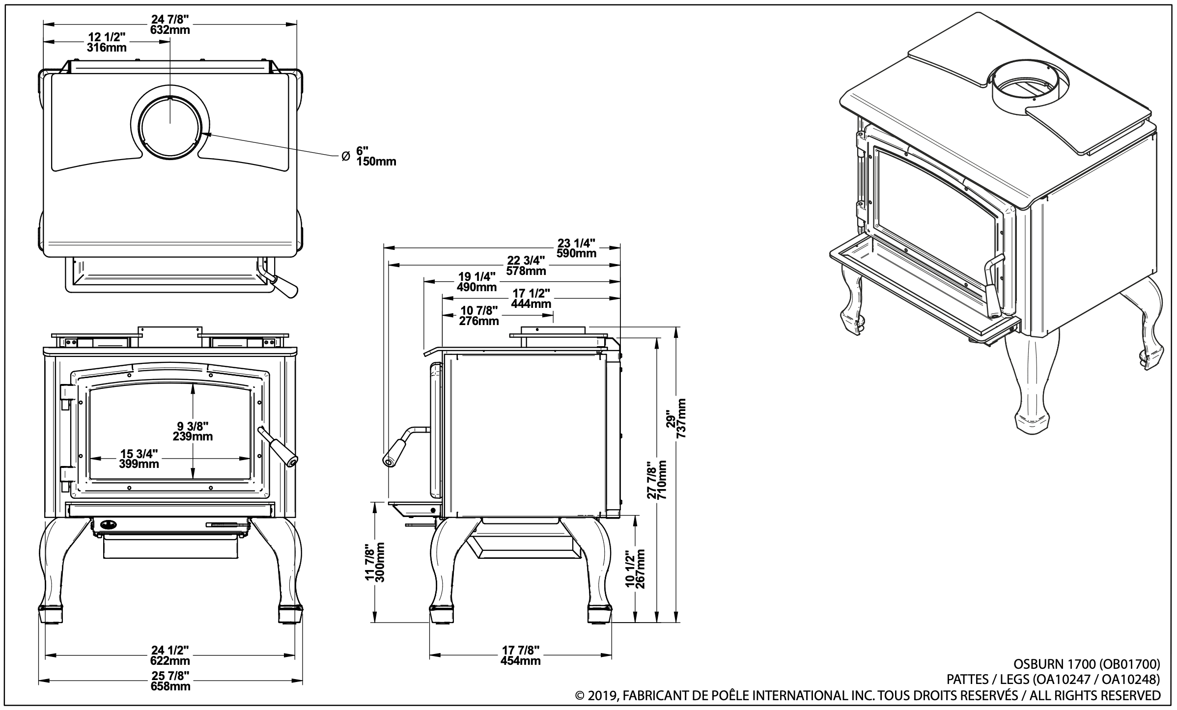 Osburn OB01700 1700 Wood Stove