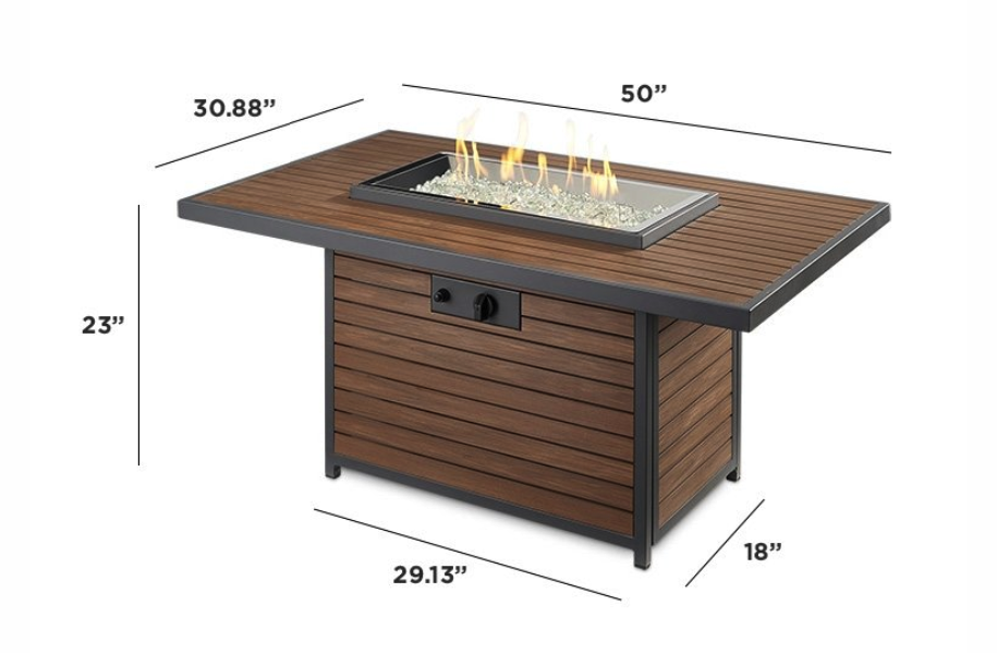 Outdoor Greatroom Kenwood Rectangular Chat Height Gas Fire Pit