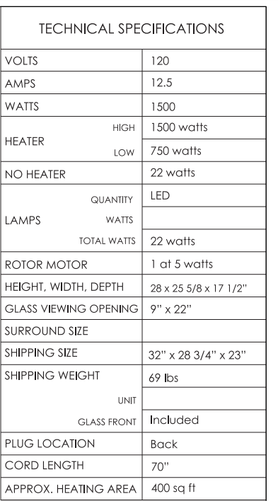 Amantii Free Stand Electric Fireplace-FS-26-922 additional information 5