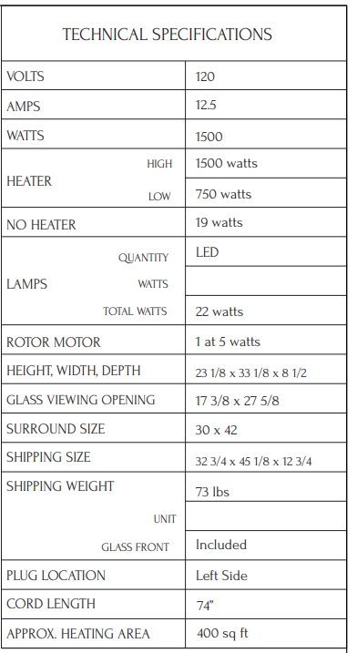 Amantii Electric Fireplace Insert -INS-FM-34 additional information 1