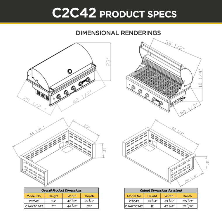 Buy 42" BuiltIn Gas Grill Coyote Outdoor Living Embers Living