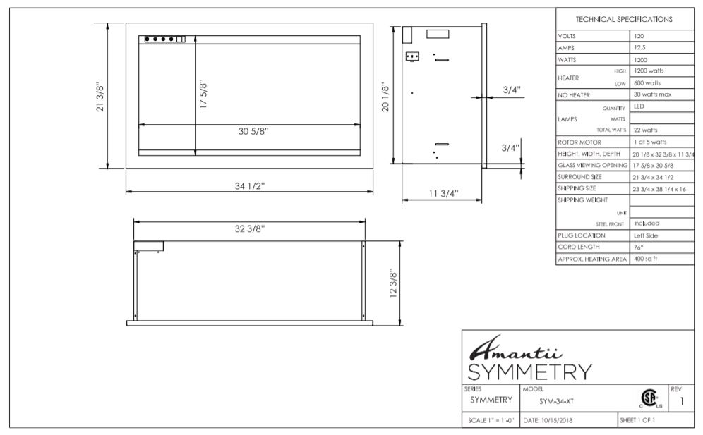 Amantii Symmetry-XT Electric Built-in Fireplace 34