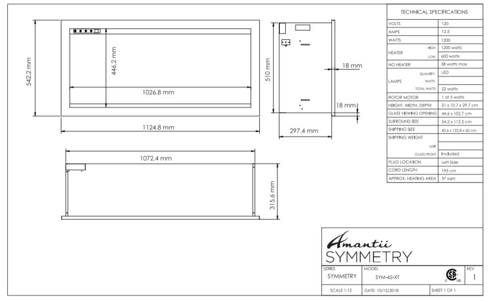 Amantii Symmetry-XT Electric Built-in Fireplace 42