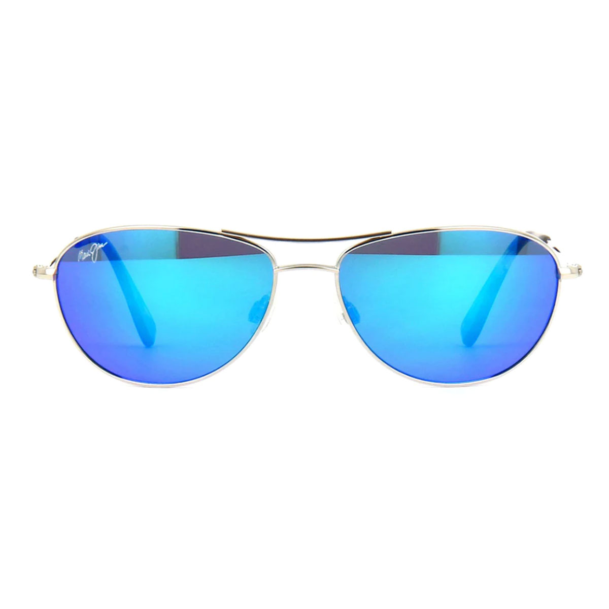 Maui Jim Baby Beach Aviator Blue Hawaii Silver Sunglasses B245-17 MAUI JIM BABY BEACH MJ245-17 Silver Titanium, Blue Hawaii  main image 4