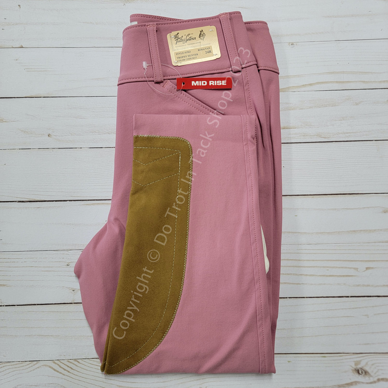 Tailored Sportsman Ladies Vintage Trophy Hunter - Front Zip Mid-Rise -  Rosa/Tan - Do Trot In Tack Shop