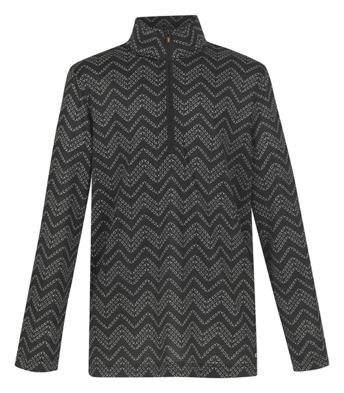 Kerrits Kids Easy Stride Ice Fil Long Sleeve Print - Black Hoofprint Chevron