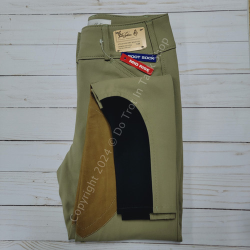 Tailored Sportsman Ladies Vintage Trophy Hunter Sock Bottom Breeches - Front Zip Mid-Rise - Dirt Road/Tan