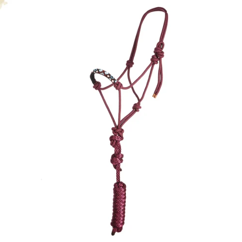 Professional's Choice Beaded Rope Halter - Burgundy