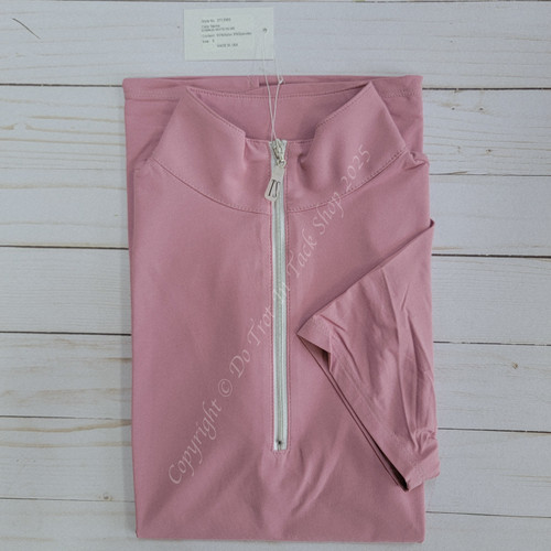 Tailored Sportsman ICEFIL Short Sleeve Ziptop Shirt - Rosebud/White/Silver