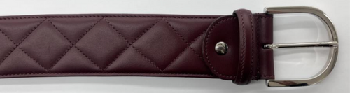 Tailored Sportsman Quilted Leather Belt - Black Cherry/Silver
