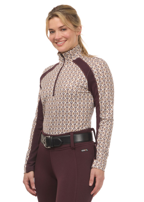 Kerrits First Level Quarter Zip Fleece Tech Top - Vanilla Bit Of Color