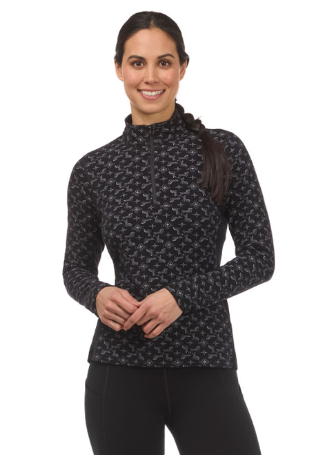 Kerrits Stable Temp Merino Wool Quarter Zip Top - Black Horse Quadrille