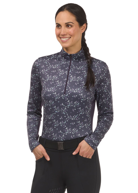 Kerrits In The Zone Coolcore Long Sleeve Shirt - Plumnoir Happy Herds