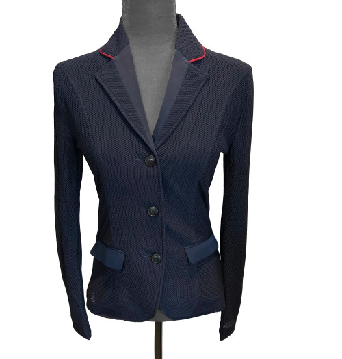 Anademi Ladies Mesh Show Coat - Navy with Chianti Piping
