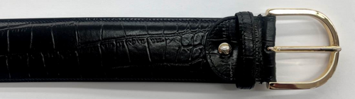 Tailored Sportsman Skinny Leather Belt - What A Croc! - Black/Gold