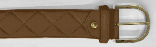 Tailored Sportsman Quilted Leather Belt - Cigar/Gold