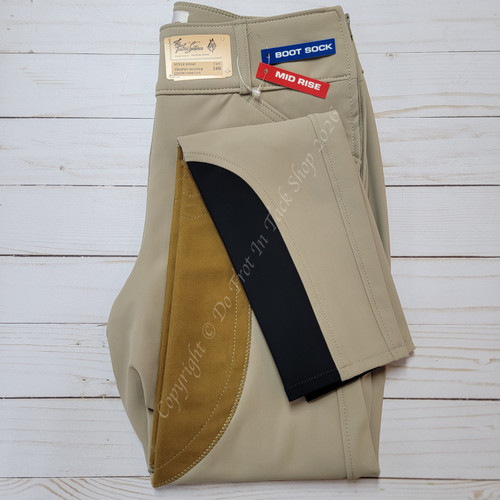 Tailored Sportsman Light Weight Technical Breeches with Clarino Patch - Side Zip Mid-Rise - Tan