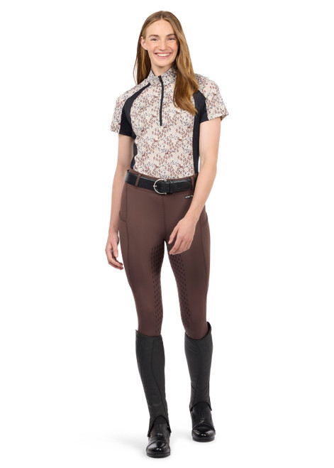 Kerrits Equibreeze Ice Fil Short Sleeve Shirt Print - Mocha Equine Meadow