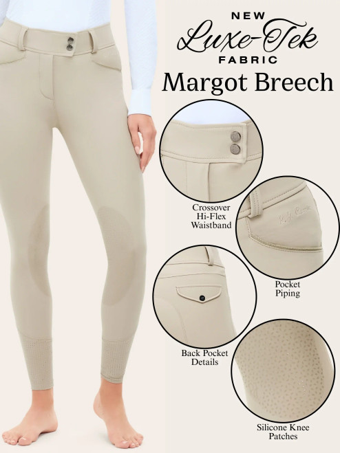 R.J. Classics Margot Front Zip Mid-Rise Breeches with Silicone Patch - Sand