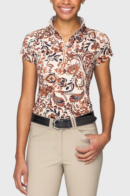 Kastel Denmark Cap Sleeve Sun Shirt - Sienna Ikat with Rose Gold