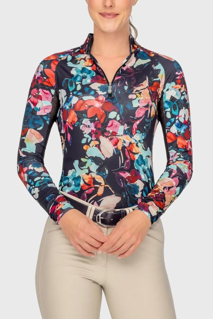 Kastel Denmark Long Sleeve Sun Shirt - Black Watercolor Floral