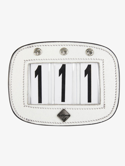 LeMieux Leather Saddle Number Holder Diamante - White