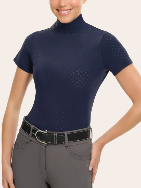 R.J. Classics Jodi Short Sleeve Mock Neck Schooling Shirt - Midnight