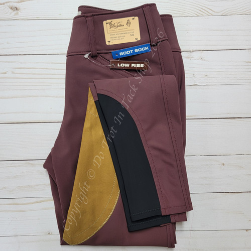 Tailored Sportsman TechLight Breeches with Clarino Patch Low-Rise - Bordeaux/Tan