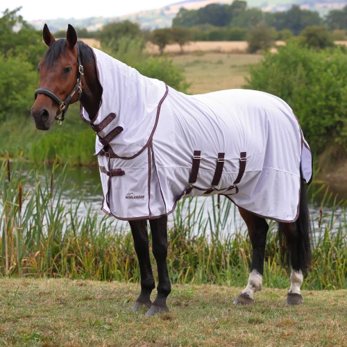 Shires Highlander Plus Fly Sheet & Neck Set - White