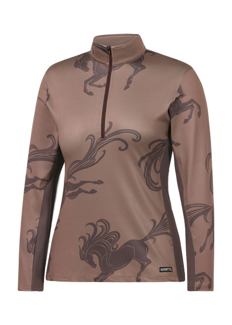 Kerrits In The Zone Coolcore Long Sleeve Shirt - Acorn Horse Whimsy