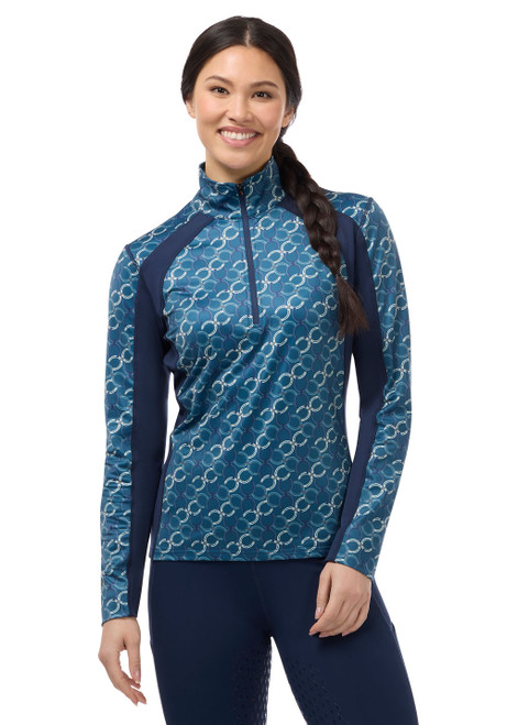 Kerrits Traverse Quarter Zip Fleece Tech Top - Jasper Horseshoe Honeycomb