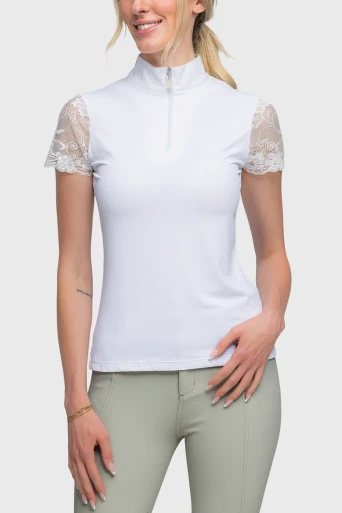 Kastel Denmark Cap Sleeve Galloon Lace Sun Shirt - White - Do Trot
