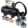 HornBlasters Bullet Chrome Air Horn Kit With 1.5 Gallon 120 PSI Non Weather-Sealed Air Supply